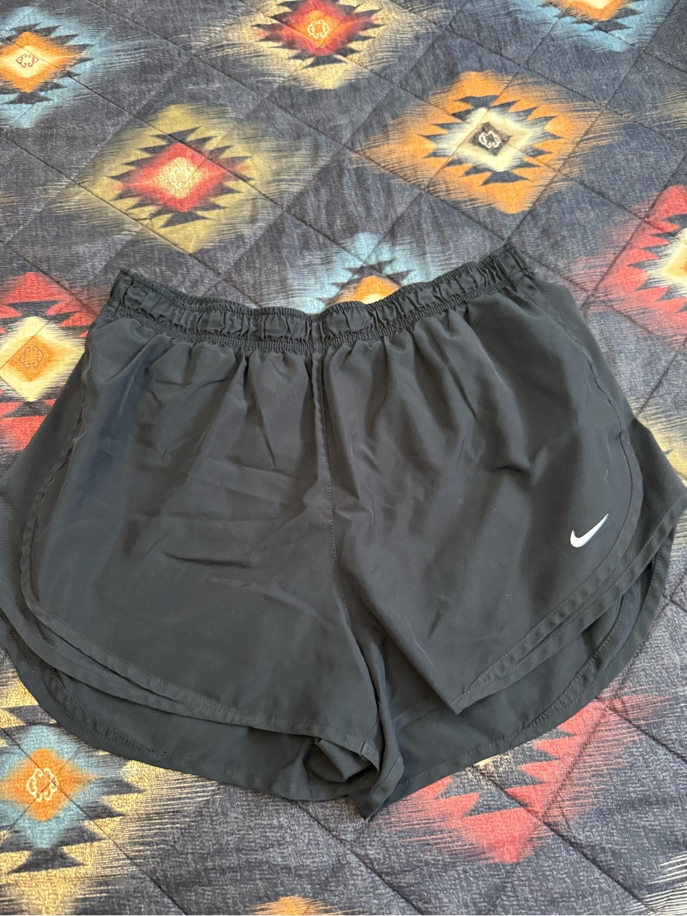 Nike Women’s Black Athletic Running Shorts with White Swoosh